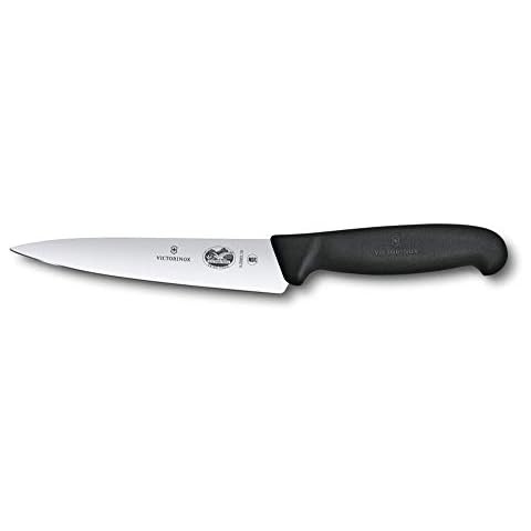 Victorinox Swiss Army 5.2003.15-X8 Fibrox Straight Chef's Knife Black 6 in Cover