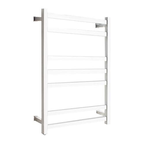LIMENQIN Calentador de Toallas, toallero calefactado de Pared de 7 Barras, toallero calefactado con Enchufe/cableado, 80 W de bajo Consumo, Apto for baños.(White)