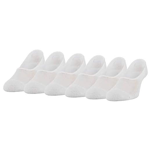 Peds Women's Zoned Cushion Mid Cut No Show Socks, 6-Pairs, White, Shoe Size: 8-12