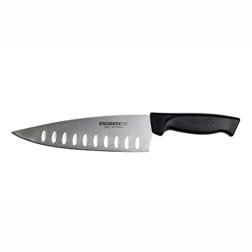 Ergo Chef Prodigy Series 8-Inch Chef's Knife - High Carbon Stainless Steel Blade with Hollow Grounds - Ergonomic non-slip Handle, Black