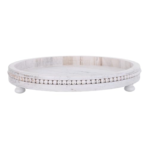 Bandeja redonda de madera OSALADI rústica y elevada para mesa 2