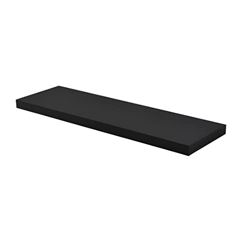 Acomoda Textil – Estantería para Pared 3 Diferentes Tamaños. Balda Flotante Decorativa de Madera con Fijación Invisible, Estante para Dormitorio, Cocina, Baño y Oficina. Negro, 50x22,8x3,4 cm