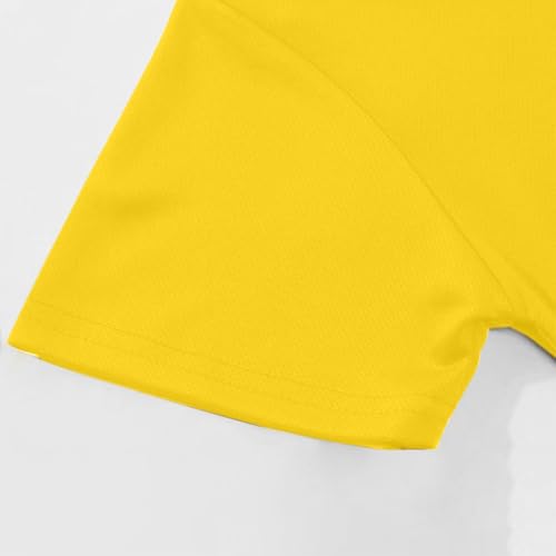 Schiri Uhr - Camiseta deportiva para hombre, cuello redondo, camiseta de gimnasio, manga corta, vestido tipo suéter, amarillo, S
