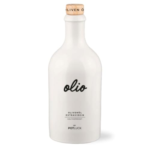 POTLUCK | Extra Natives Olivenöl | Aus sorgfältig ausgewählten Oliven | Kaltgepresst und reich an Geschmack | Wiederverwendbare Keramikflasche | 500ml | Vegan und mit natürlichen Inhaltsstoffe