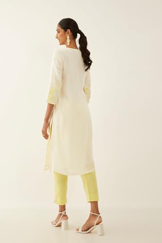 Image of Taneira Women Off White Pure Viscose Applique Kurta (KUSS23CW0077XL-Off White-XL)