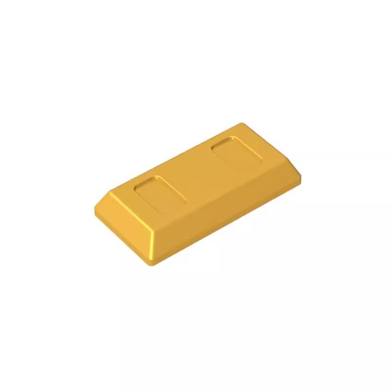 96910 Ornaments Tile Special 1x2 with Sloped Walls AKA Money/Gold Bar [Ingot] 50 Pieces GDS-1499 Compatible with Lego Building Blocks Color:Chrome Gold — image 1