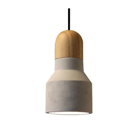 Lustre béton design géométrique haut de gamme avec bois naturel