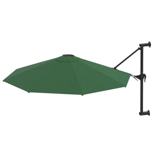 Parasol mural sable 300 cm avec mât métallique robuste et toile polyester anti-UV pour terrasse