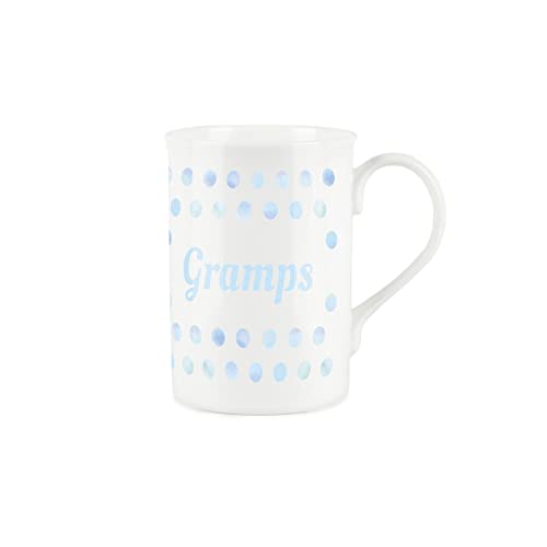Purely Home Aqua Polka Dots Spots Gramps Mug - Fine Bone China Gift/Present Mug for Gramps, White