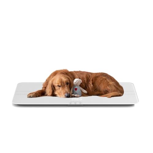 Image of unipaws Digital Pet Scale MAX 220lbs with Bluetooth App for Dogs Cats | Medium-Small Veterinary Scale, 3 Weighing Modes, Lbs, Kg, St, 27 x 13 Inches LCD Platform Scale