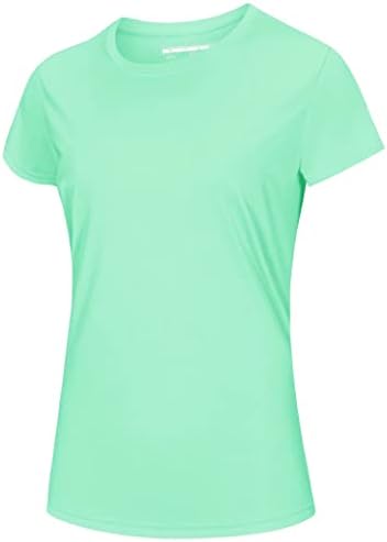 MAGCOMSEN Workout Tops for Women Sun Protection Shirts Dry Fit Tshirts Hiking Shirts Women Quick Dry Active Shirts Yoga Tops Short Sleeve Mint Green,L