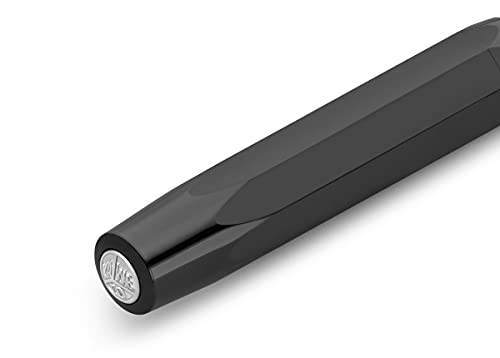 Image of Kaweco Skyline Sport Medium Nib Fountain Pen - Black, 23K Gold-Plated Steel Nib with Iridium Tip, 13 cm Compact Size, Ink Cartridge Compatible