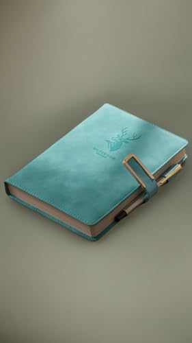 Sweet seven 416P Super Thick Business Notebook A5 Buckle Sheepskin Notepad with Deer Head Design - PU Leather Hardcover Journal, Diary