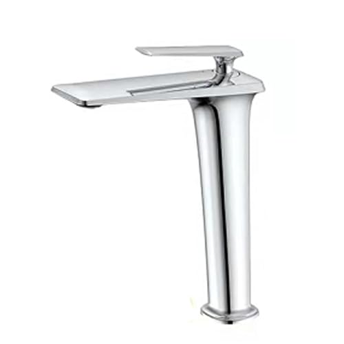 Robinet de lavabo de salle de bain haut en laiton argenté élégant pour vasque à poser