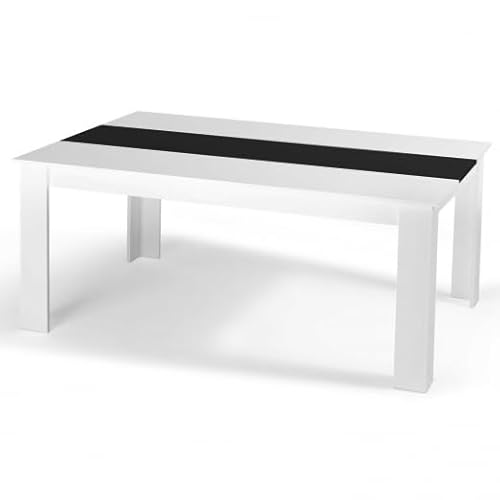 IDMarket Georgia - Mesa de comedor rectangular (8 personas, 160 x 90 cm), color blanco y negro