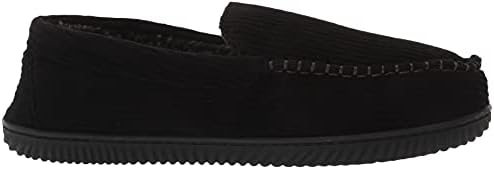 Dearfoams mens Niles Corduroy Moccasin Slipper, Black, X-Large US | Image 5