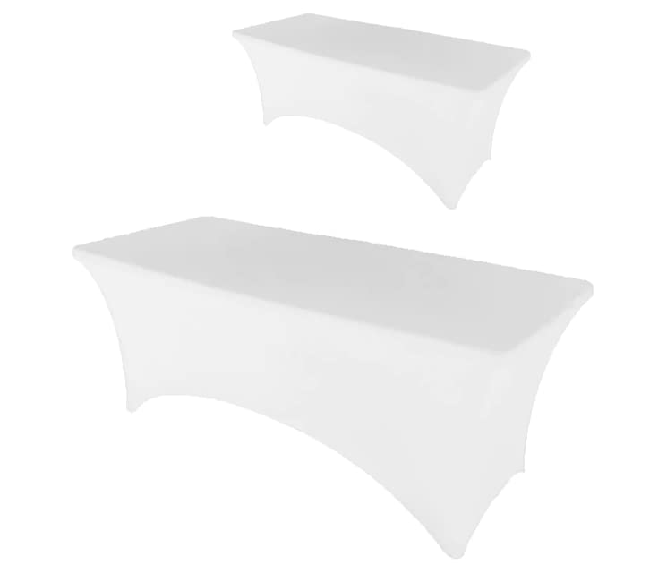 Valentina CoverCo 2 Pack Stretch Spandex Table Covers (White, 6 Foot)