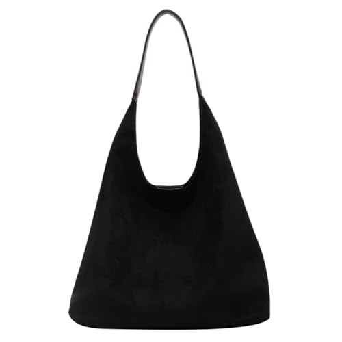 Image of Lushandy Brown Suede Purse Faux Suede Tote Bag Leather Hobo Bags for Women Slouchy Hobo Bag Fall Purse Shoulder Bag