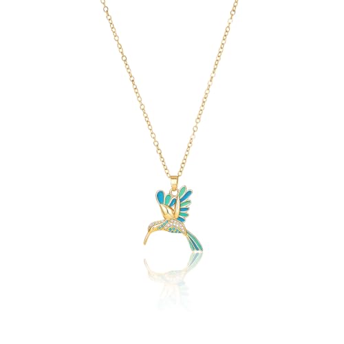 crataly Enamel Hummingbird Necklaces For Women-Gold Plated Bird Necklace For Valentines Day Mothers Day Christmas Birthday Gifts