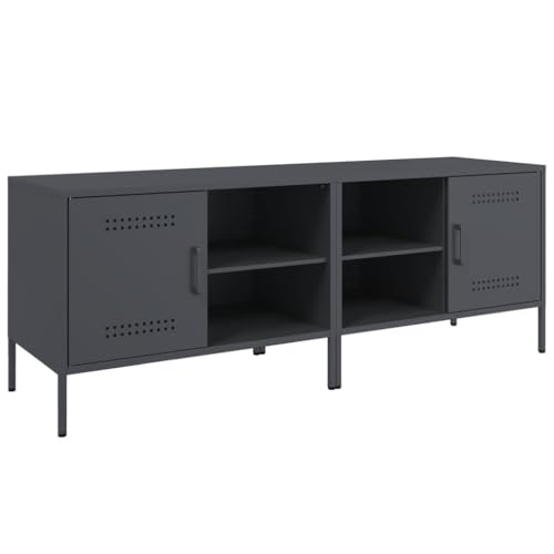 vidaXL Meubles TV 2 pcs Anthracite 68x39x50,5 cm Acier, Support TV, Buffet TV, Meuble multimédia, Banc TV, Armoire HiFi, Centre de Divertissement