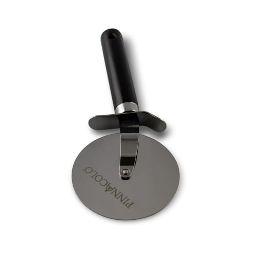 PINNACOLO 4 Inch Wheeled Pizza Cutter with Wood Handle - Sharp Stainless Steel Blade for Easy Slicing of Pizza, Bread, and Pastries