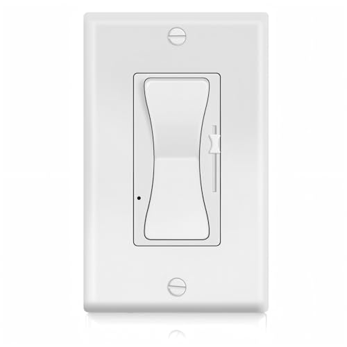 HANIVERSE Dimmer Light Switch,Single Pole & 3 Way Dimmer Control,Full Range Dimming for LED/CFL(150W) & Incandescent Bulbs(600W),ON/Off Rocker Light Switch,Decor Wall Plates & Screws,ETL Listed,White