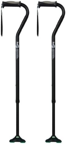 Adjustable Offset Quadpod Walking Cane with Ultra Stable Cane Tip, Ebony (Pack of 2) - Hugo Mobility 731-857