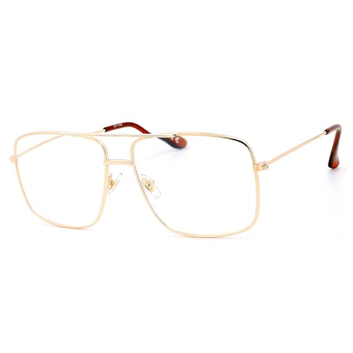 NEW VISION Gafas Presbicia Hombre, Gafas Aviador, Marcos Metal, Estilo Retro Gafas Ordenador, Gafas De Lectura para Hombre y Mujer, NV5728 (Oro, 2)