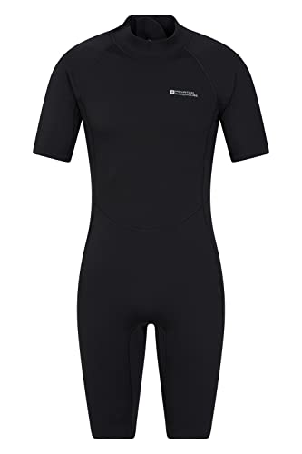Mountain Warehouse Shorty Mens Wetsuit – 2.5mm Thickness, Neoprene Contour Fit One Piece Surf Suit - - Perfect for Spring Summer & Outdoors Jet Black S-M