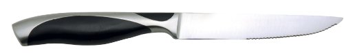 Fortessa CIOP Serrated Steak Knife with Stainless/Black Handle, 9.25-Inch, Set of 6