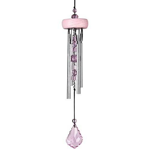 Woodstock Chimes Signature Collection, Gem Drop Chime, 10'' Rose Décor Designs - Small Chimes Wind Chimes for Outdoor, Patio, Home or Garden Décor (GEMRO)