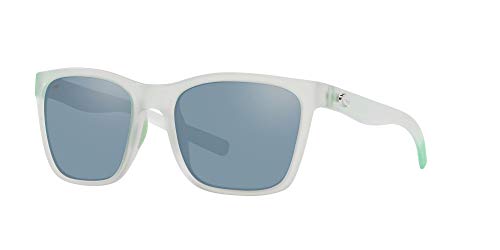 Costa Del Mar Women's Panga Polarized Square Sunglasses, Transparent Clear/Grey Silver Mirrored Polarized-580P, 56 Mm #TOP1