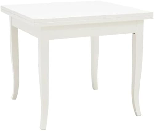 Vicentini arreda TAVOLO IN LEGNO ALLUNGABILE A LIBRO SHABBY CHIC LACCATO BIANCO (100x100 (200))