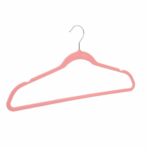 Image of Slim Plastic Hangers for Clothes - Heavy Duty Non-Velvet Hangers with 360 Swivel Chrome Hook & Non Slip Notches - Ideal for Dresses Coats Shirts Jackets & More (Pink, 40)