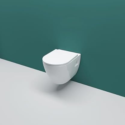 AICA Wand WC Hänge WC mit Lotus Effekt Soft Close Toilette Einfach Abzunehmender Sitz Weiß Rund Modernität 丨085 – Bild 3