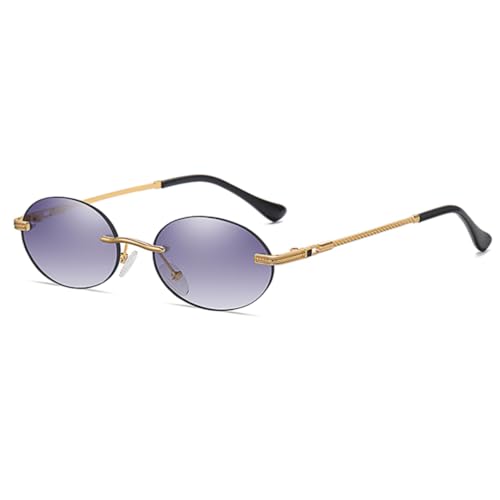 Lunettes de soleil ovales vintage tendances en métal forgé et verres protecteurs UV400