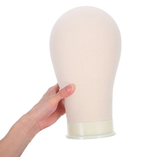 Cabeza de maniquí de lona de 21 pulgadas con función porta agujas para soporte de pelucas 4