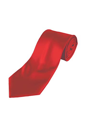 Moda Di Raza Mens Ties Satin Silk Finish Red Tie, Solid Color Red Ties For Men 3.5 Men's Neckties #TOP2