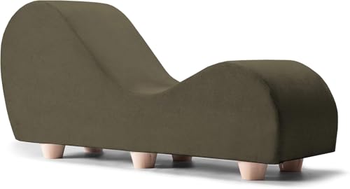 Image of Faux Leather Yoga Stretch Chair Couch - Play, Relax & More | Love Seat for Couples, Fun, & Flexibility! (Moss)