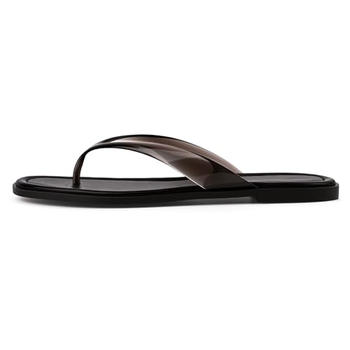 Image of Jeweled Thong Flip Flops for Women Beach Flat Sandals | Open Round Toe, Slip on, Colorful Gemstones, All-Day Comfort, Non-Slip Sole, Cushioned Footbed, Summer Beach Slippers