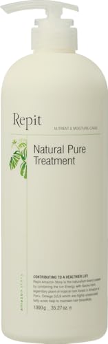 Repit Natural Pure Treatment, Hair Conditioner 33.81oz Contains Sacha Inchi, Omega 3.6.9 for Restore Dry and Damaged Hair and Frizz Control, Smooth and Sleek-Sulfate | RepitUSA