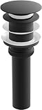 ZM Pop Up Drain Stopper No Overflow for Bathroom Faucet Vessel or Vanity Sink, Matte Black