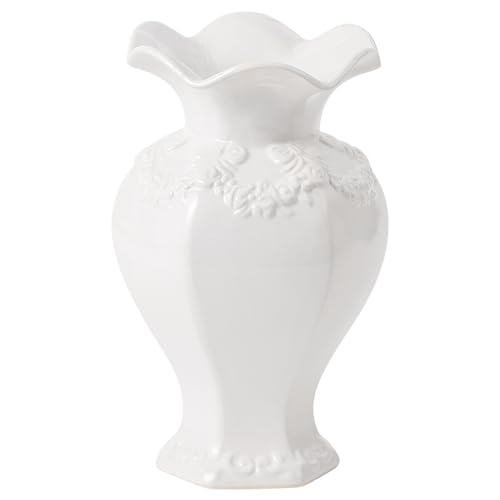MARTAGE White Ceramic Vase, Decorative Vases for Modern Home Decor,