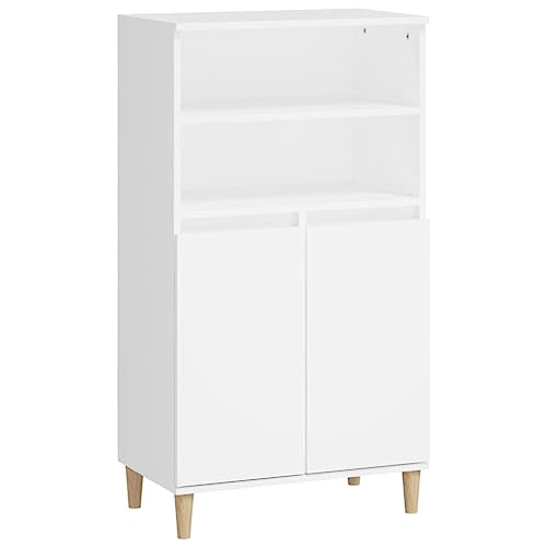 Aparador de madera blanco de 60x36x110 cm con 4 compartimentos 2
