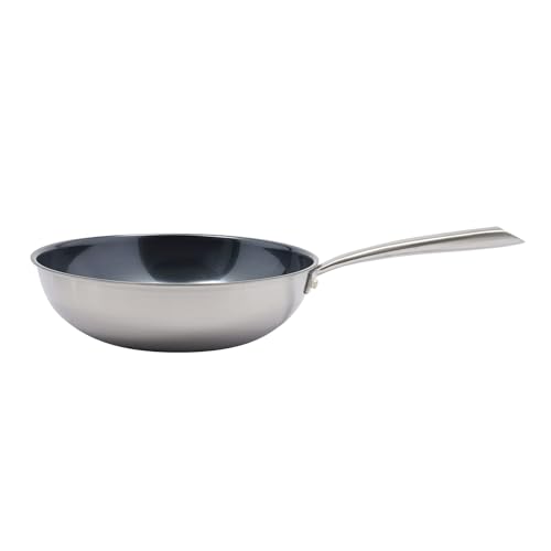 Wok tradicional CNCEST 11.8 pulgadas, acero inoxidable miniatura 5