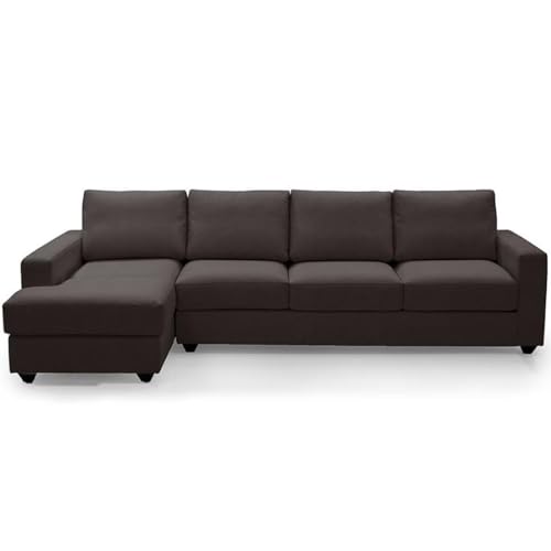 Image of FURNY - Apolloy 5 Seater Leatherette Sectional LHS L Shape Sofa Set (Brown)
