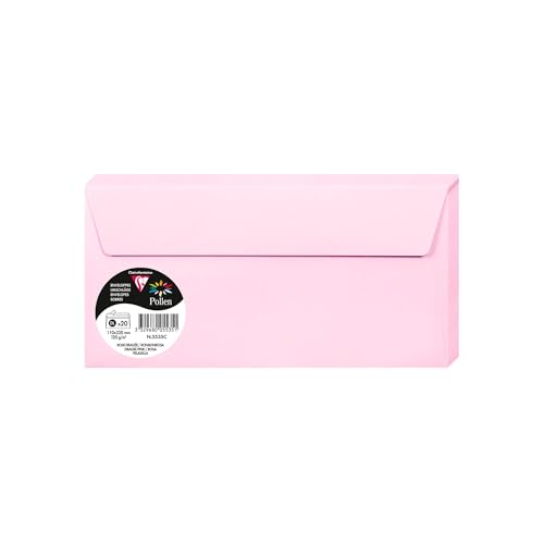 Clairefontaine Enveloppes DL Rose dragée 120g Auto-Adhésives Lot 20 – Format standard 11 x 22...