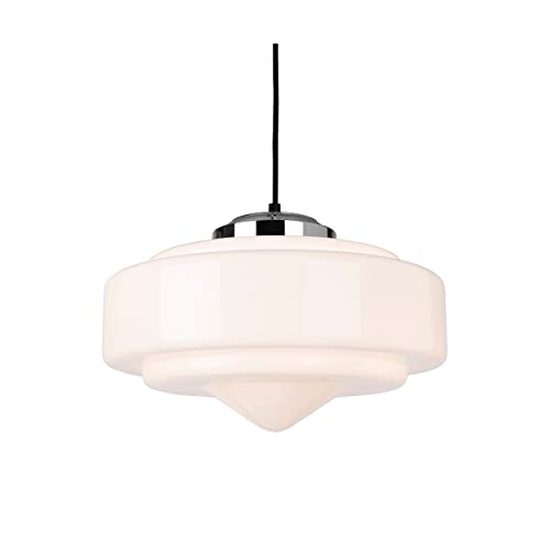 Image of Firstlight 2938CH Art Deco 1 Light Ceiling Pendant Light in Chrome with Opal Glass