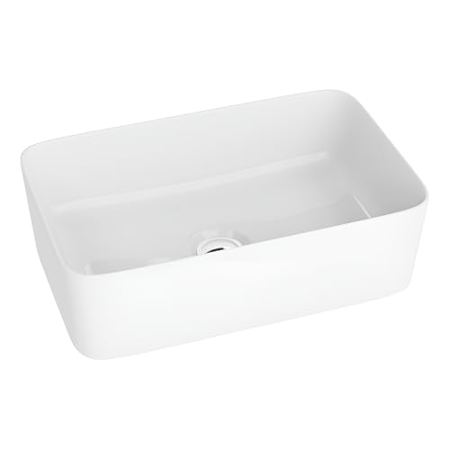 Preisvergleich Produktbild LAVITA Aufsatzwaschtisch Canal / Aufsatzwaschbecken Rechteckig Waschbecken ohne Überlauf und Hahnloch Aus hochwertigem Porzellan Waschtisch modernes Badkeramik Waschplatz 40x30x20 cm Weiß Glanz