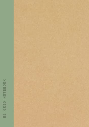 B5 Grid Notebook: Khaki Green Spine | 5mm Grid Ruled | School & College Subject Recycled Notebook - 90 Pages Recycled Paper